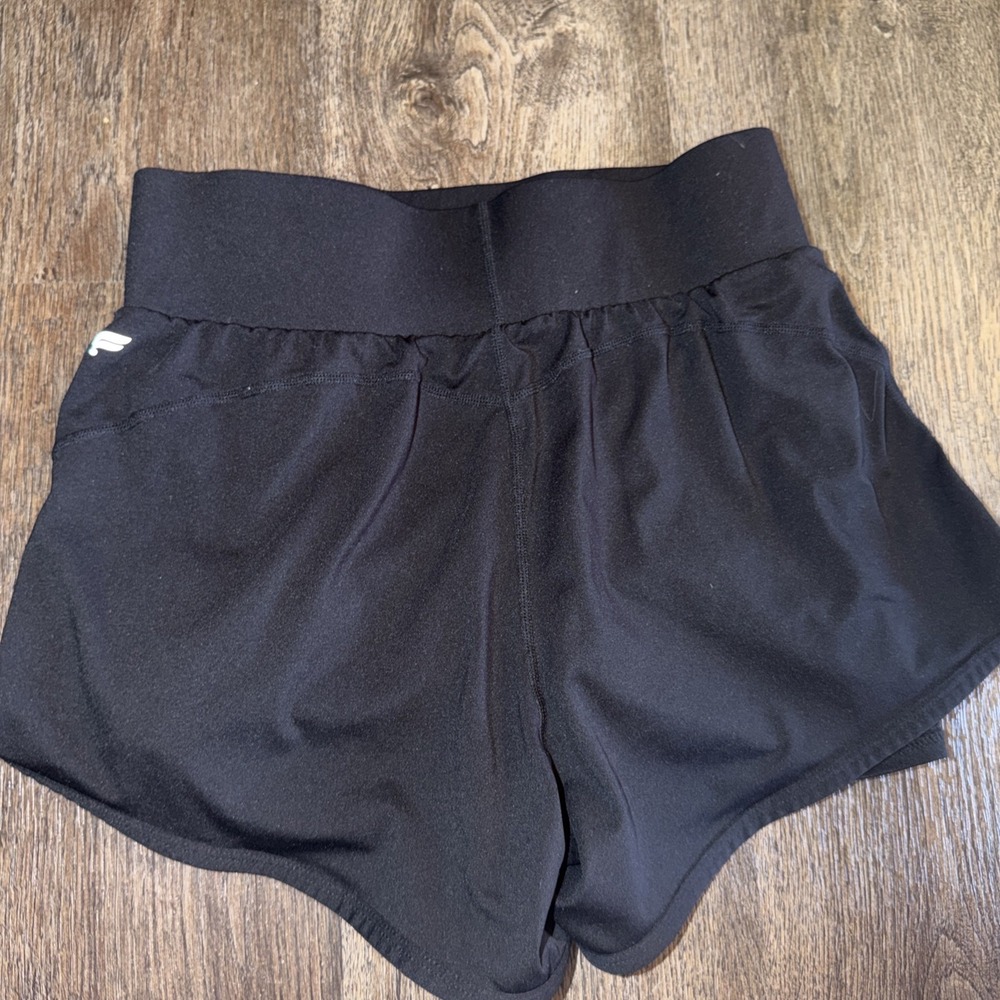 Fabletics Womens Black 2-in-1 High Waisted Running Shorts Built-in Liner S